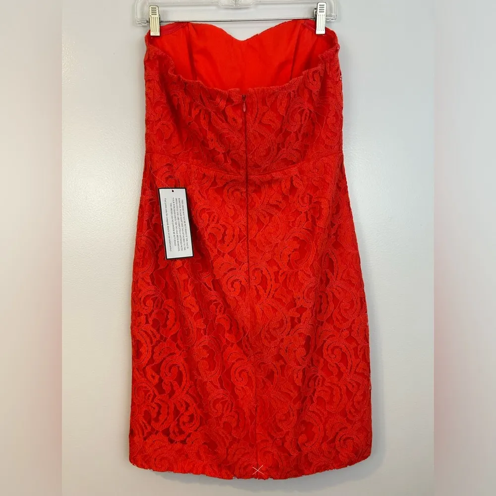 NWT J. Crew Kelsey Poppy Red Leavers Lace Strapless Sheath/Mini Dress Size 8 - Image 7