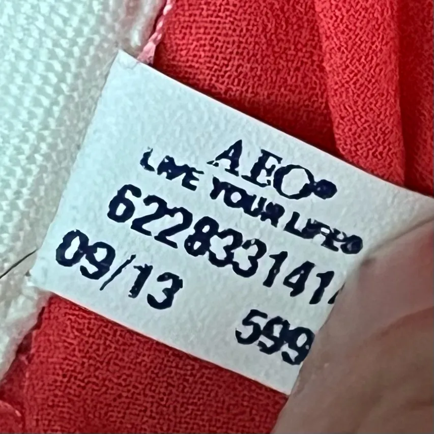 American Eagle Red Embroidered Sheer Boho Y2K Hippie Blouse  Romantic Preppy M - Image 7