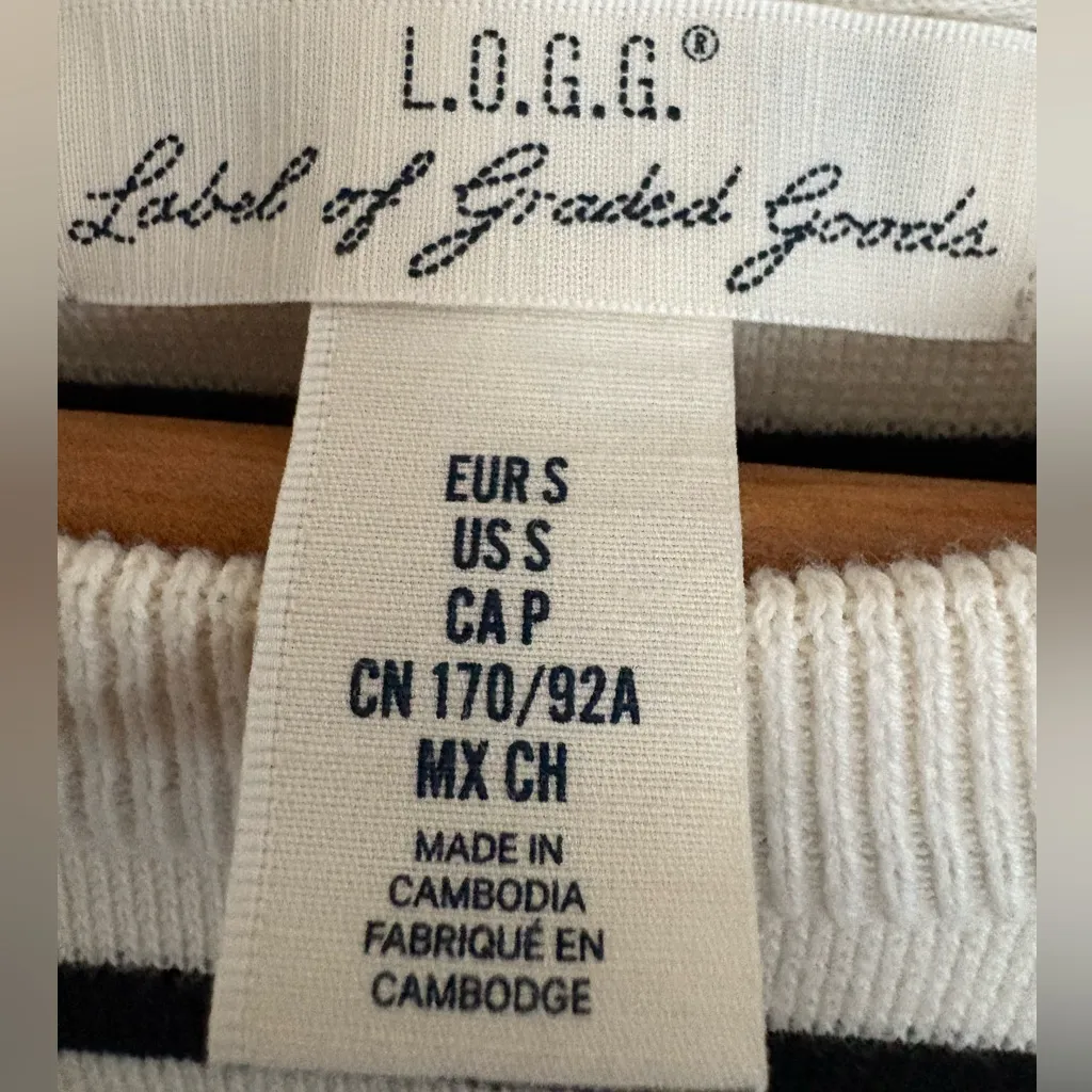 Label of Graded Goods stripe crewneck sweater black cream cotton blend size S - Image 7