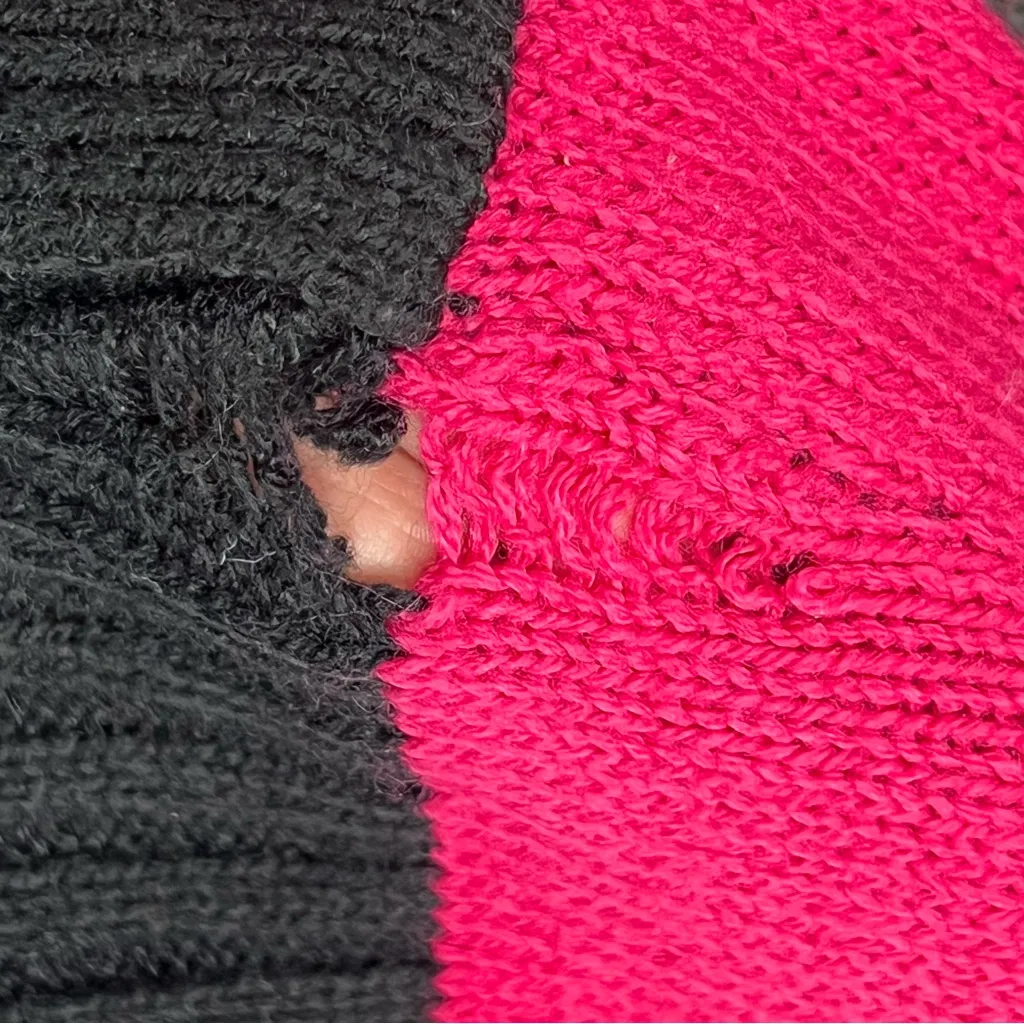 Lipstick Small Black, Pink, and Gray Striped Mini sweater Dress short sleeve Black - Image 11