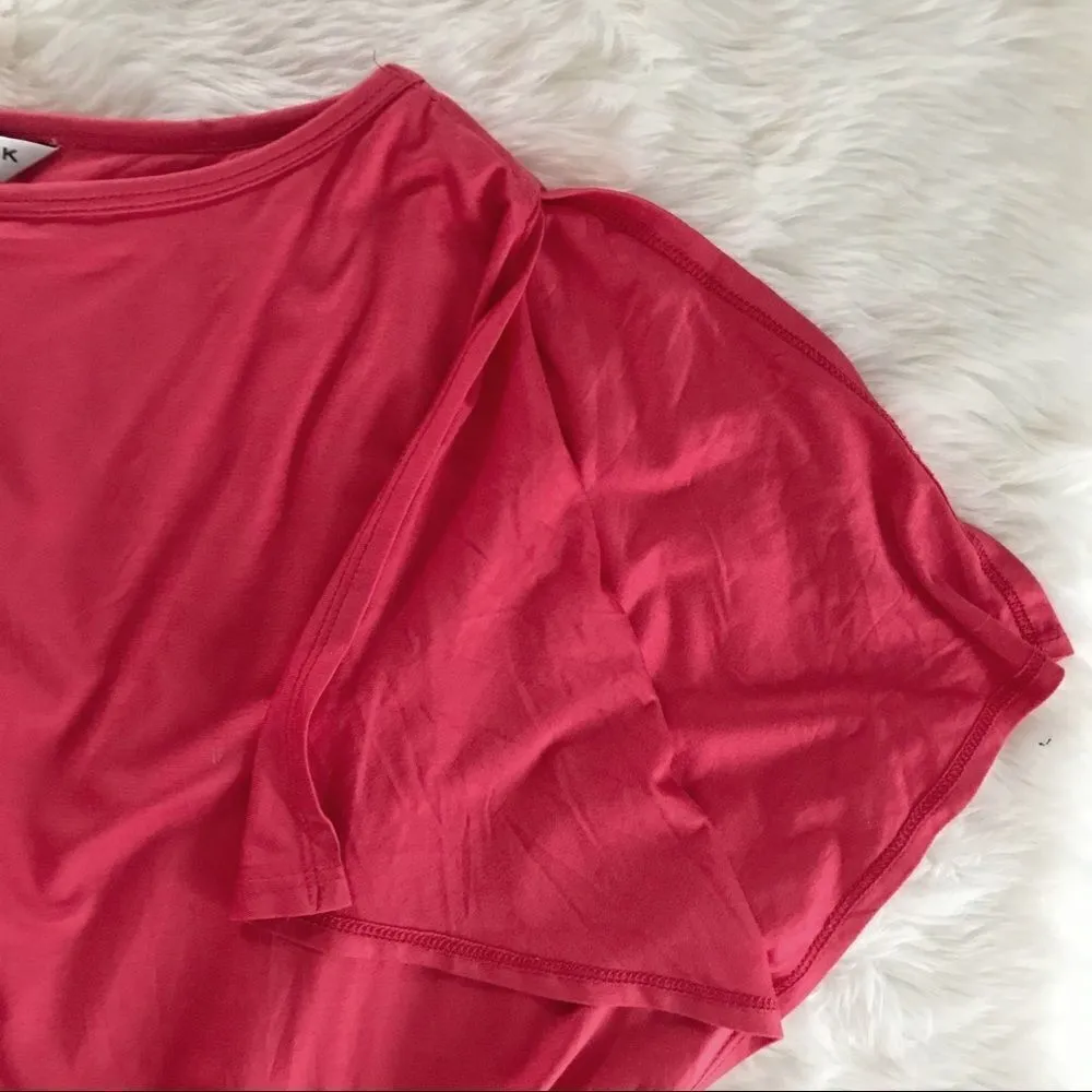 TRINA TURK Jersey Knit Sheath Dress Stretch Short Sleeve Blouson Coral Small New - Image 7