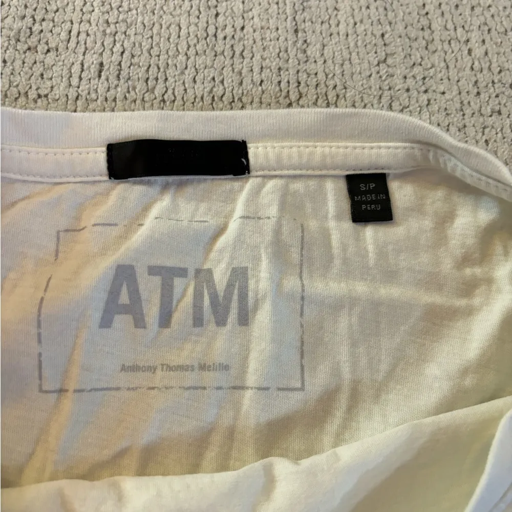 ATM Dip Dye Slub Jersey Long Sleeve Dress SMALL White - Image 9