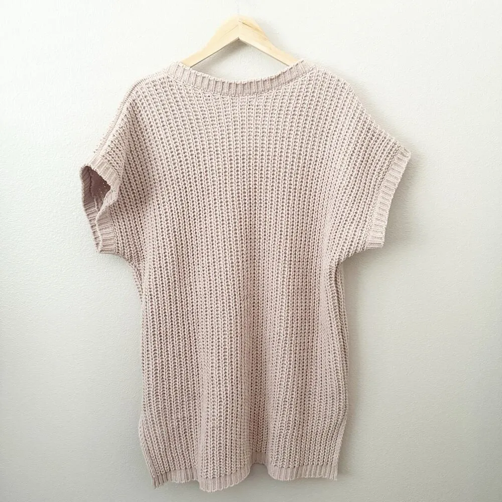 POL | Beige Oatmeal Oversized Knit Pullover Chenille Sweater Pocket | Large - Image 6