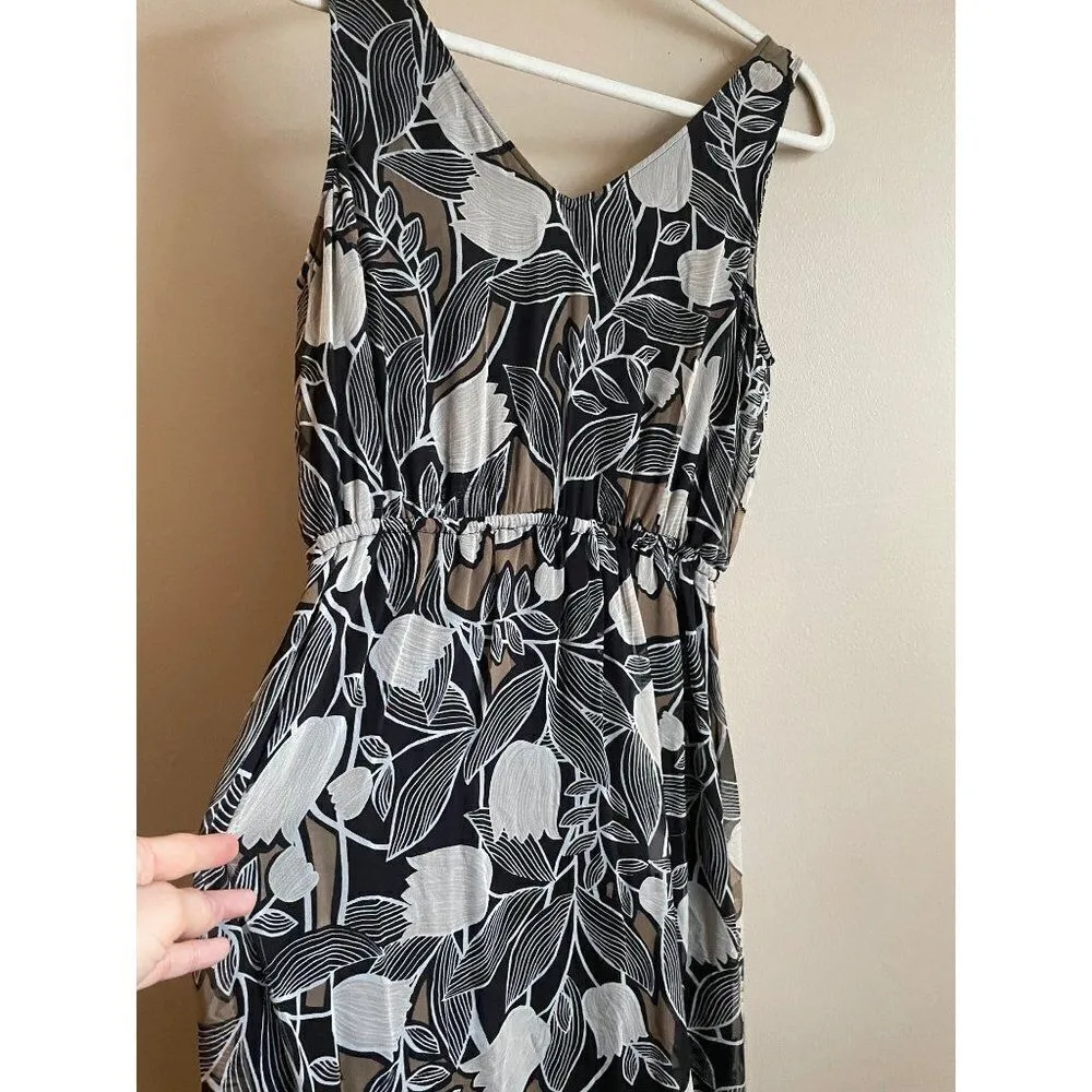 Gorgeous womens 100% Silk Floral Maci Dress Sz L Black Size L - Image 9