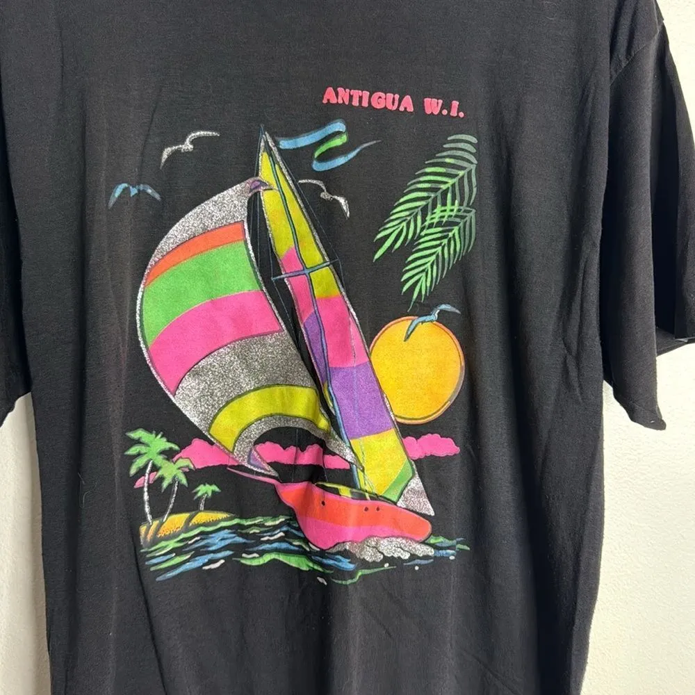 Vtg project America colorful sailboat Antigua W.I. T - Image 4
