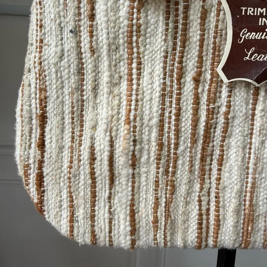 NWT NOS Vintage Sears Natural Shop Textile Leather Purse Neutrals Brown - Image 3