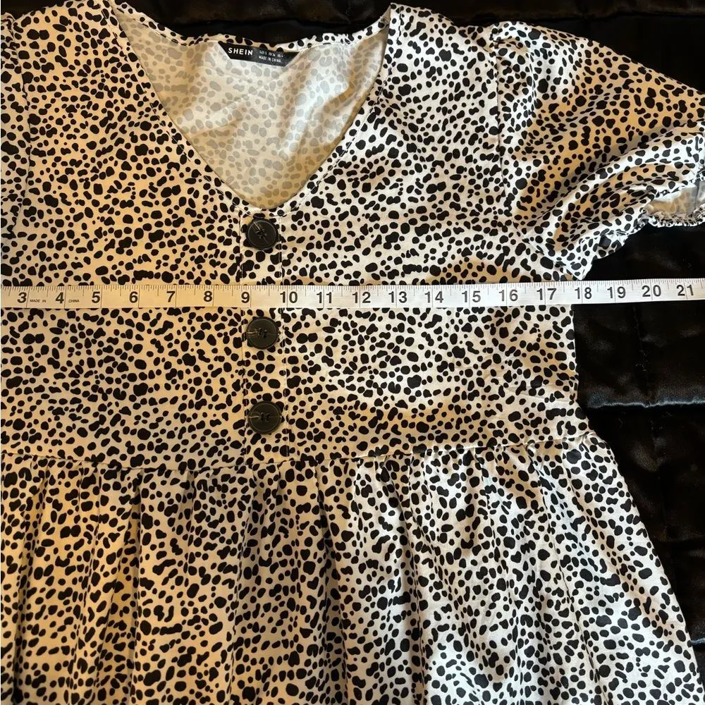 SHEIN Dalmatian Print Baby Doll Dress Size Small - Image 7