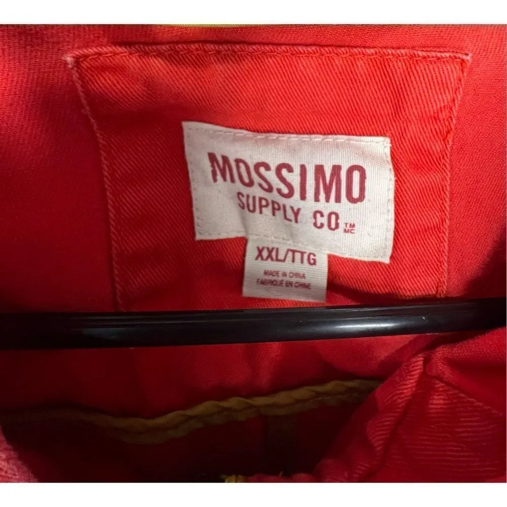 Mossimo Bright Orange Denim Hooded Zip Up Jacket With Lots Of Pockets Size XXL - Image 2