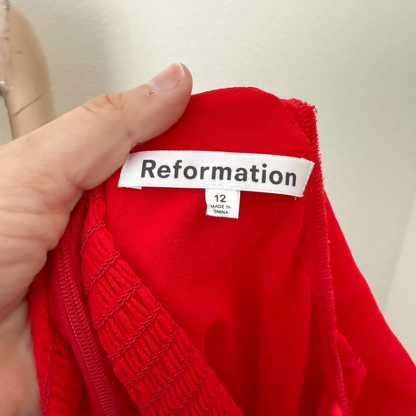 [Reformation] Red Square Neck Long Sleeve Silves Mini Dress NWT Velvet Belt 12 - Image 10