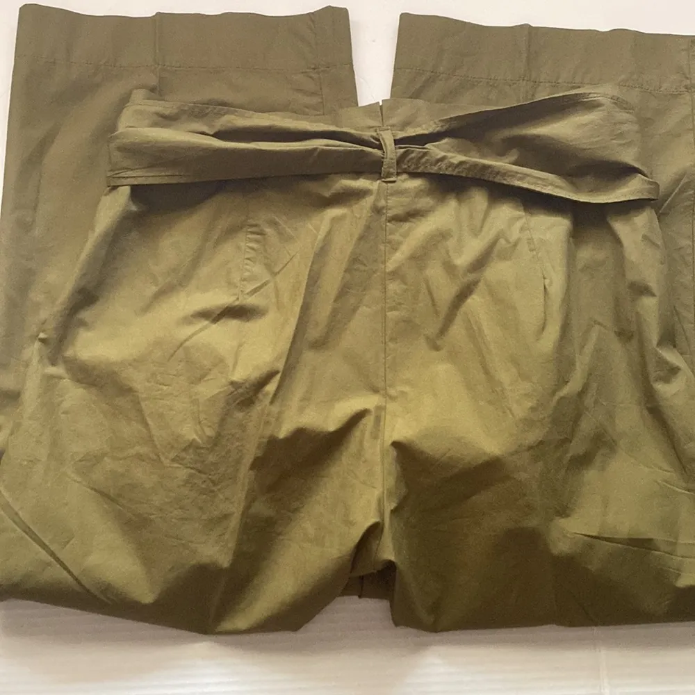 NWT J. Crew olive green high-waist cotton paper bag tie cropped pants, size 12 - Image 5