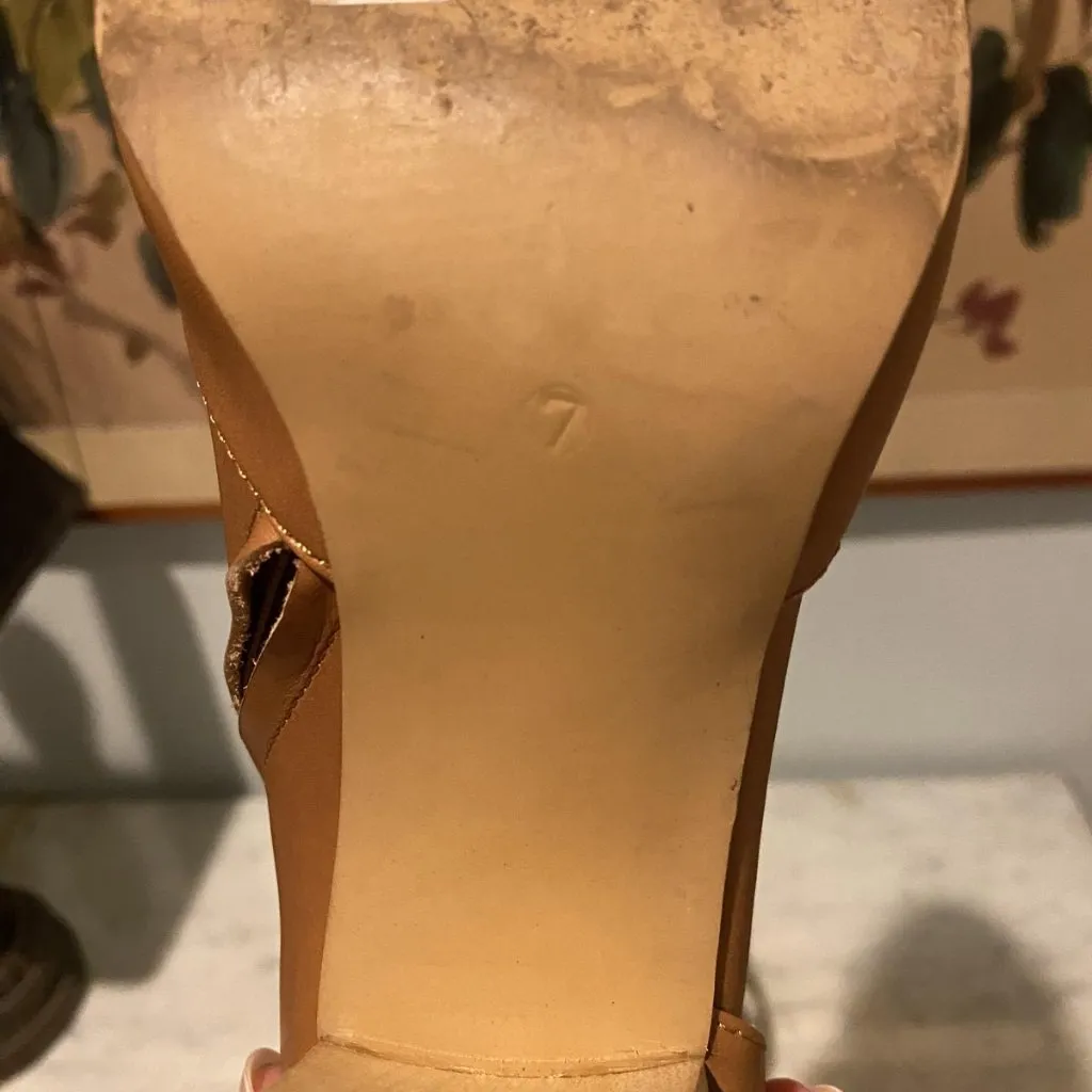 Fortress Of Inca Shoes Womens Size 7 Tan Leather Ankle Strap Block Heel Pumps Brown - Image 7