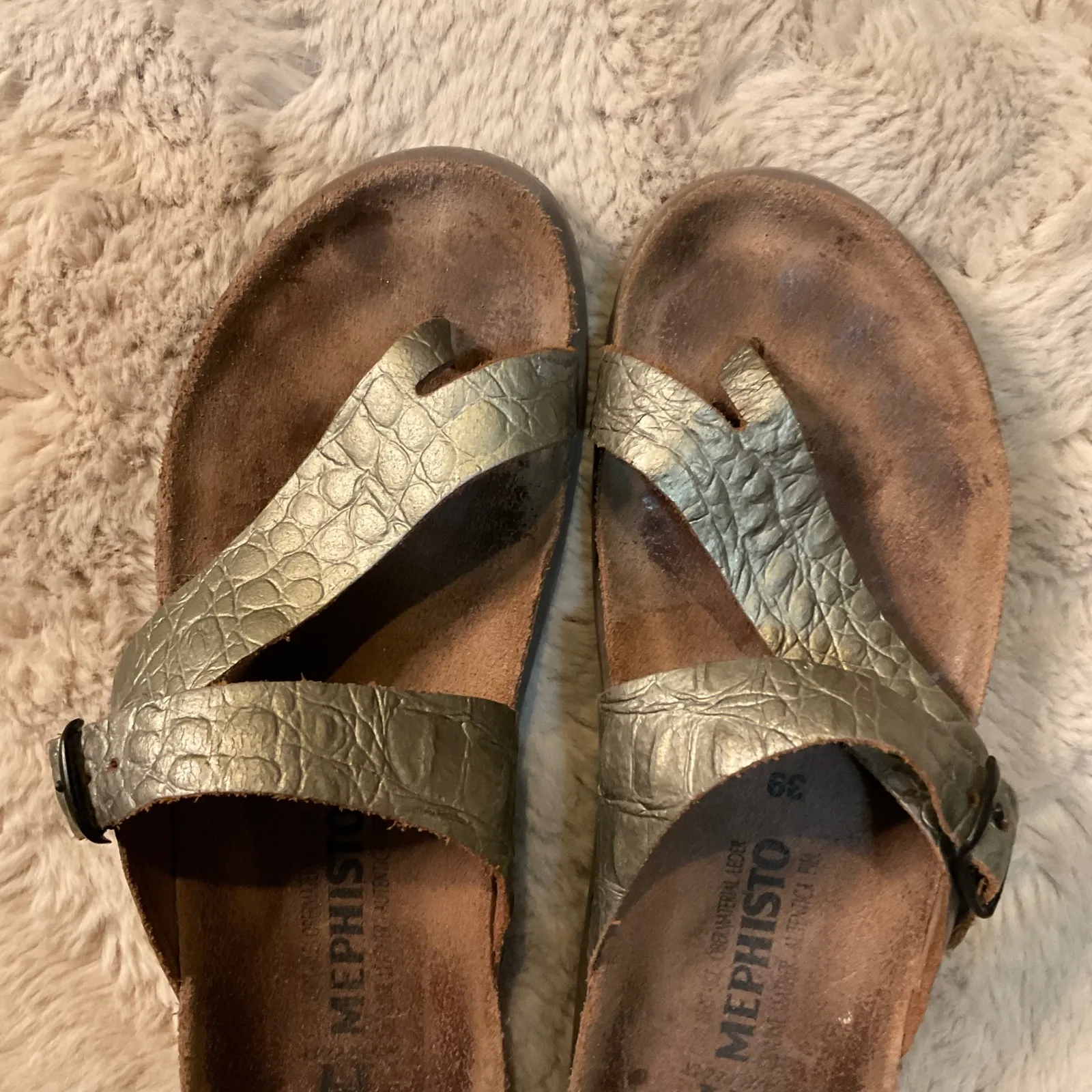 Mephisto Sandals Size 39 Gold Toe Loop Slide Comfort‎ - Image 10