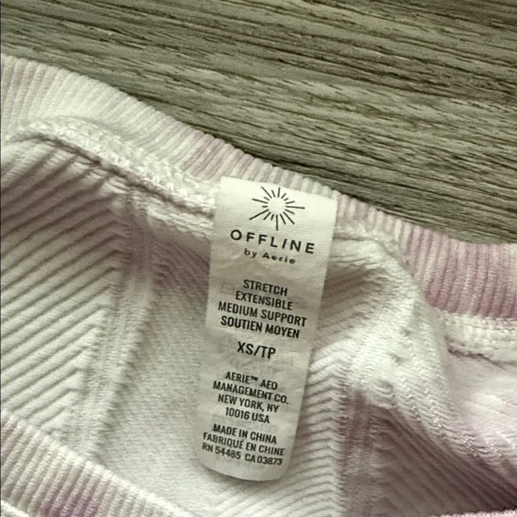 Aerie Offline Seamless Soft Pink and White Tie Dye Tank/Bra Top - Image 3