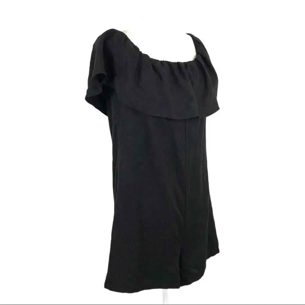 NWT Zara Bardot Off The Shoulder Short Frilled Minimalist Romper in Black XS - Image 8