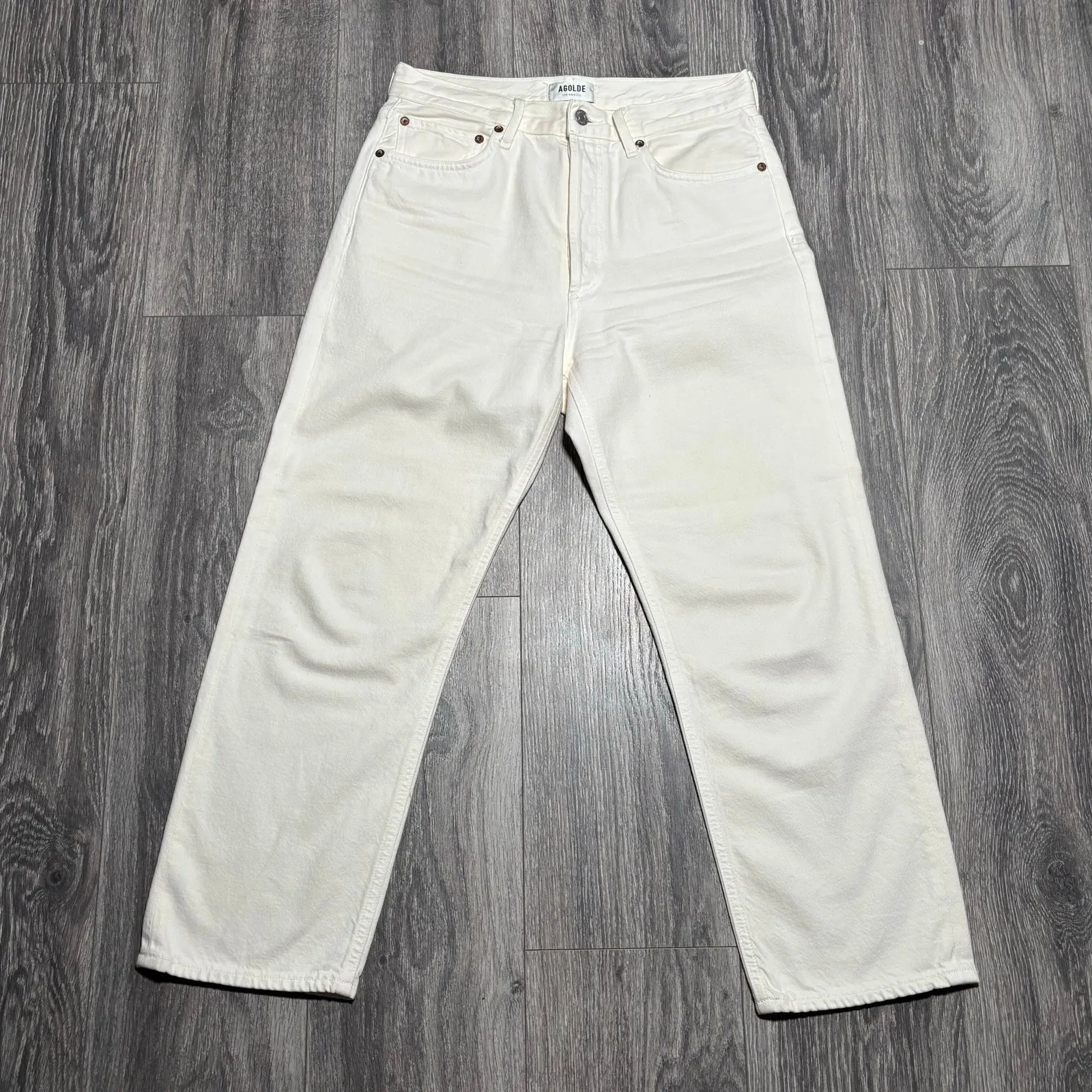 Agolde 90'S CROP MID RISE STRAIGHT
IN‎ FORTUNE COOKIE Women’s size 27 0317 - Image 4