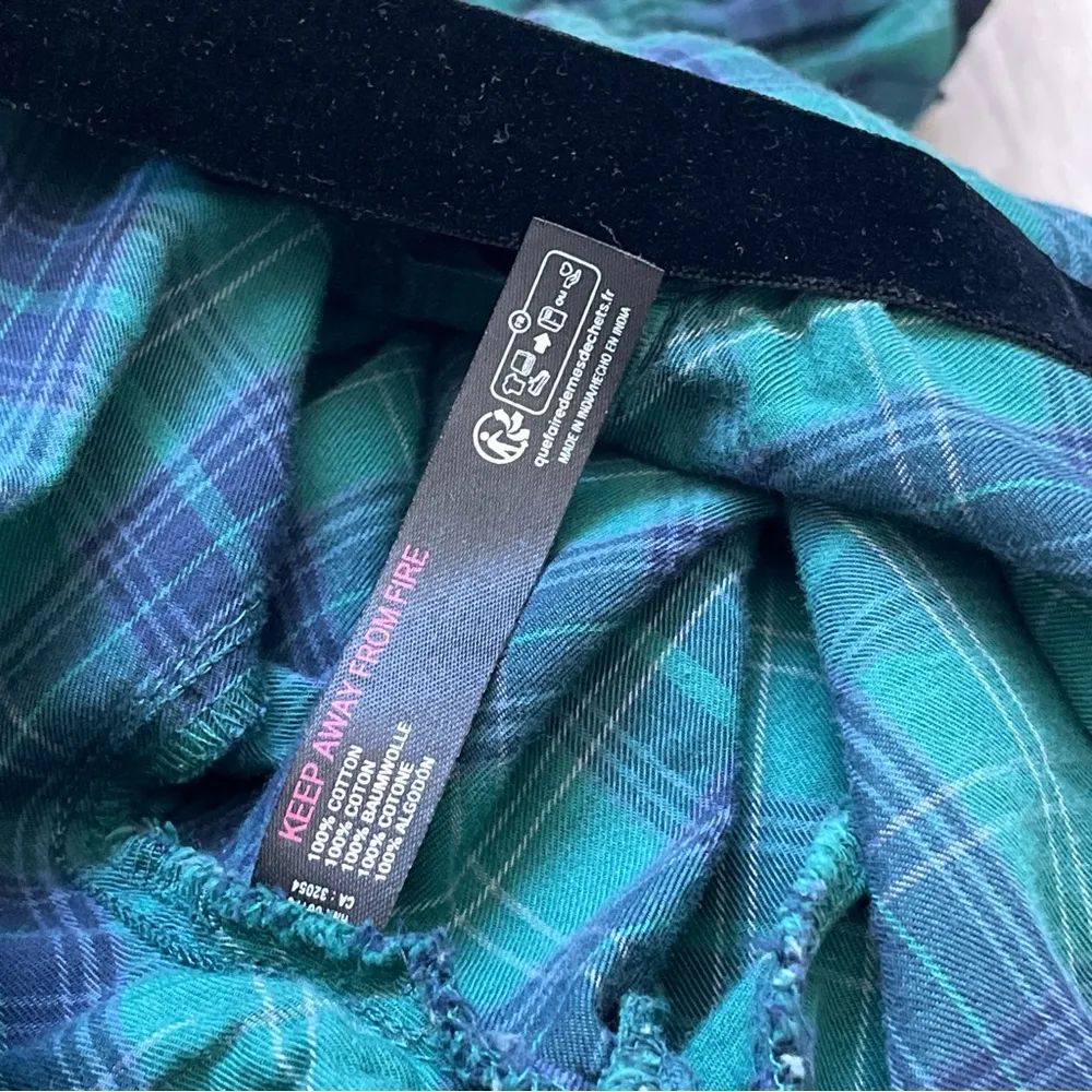 Urban Outfitters Top plaid charlotte bow tie open blouse womens Green (medium) - Image 7