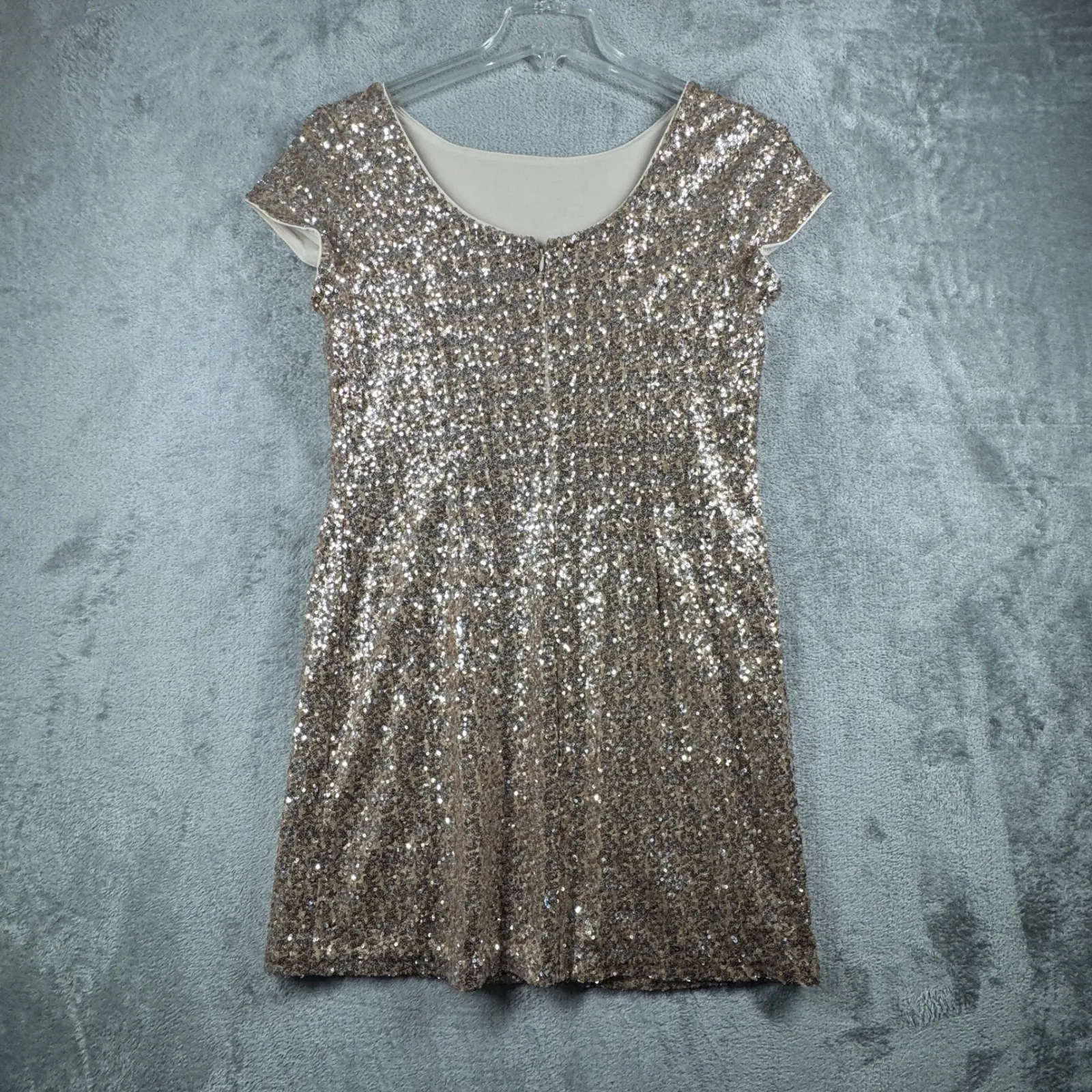 White House Black‎ Market Dress Womens M Gold Sequin Sparkle Holiday Party - Image 3