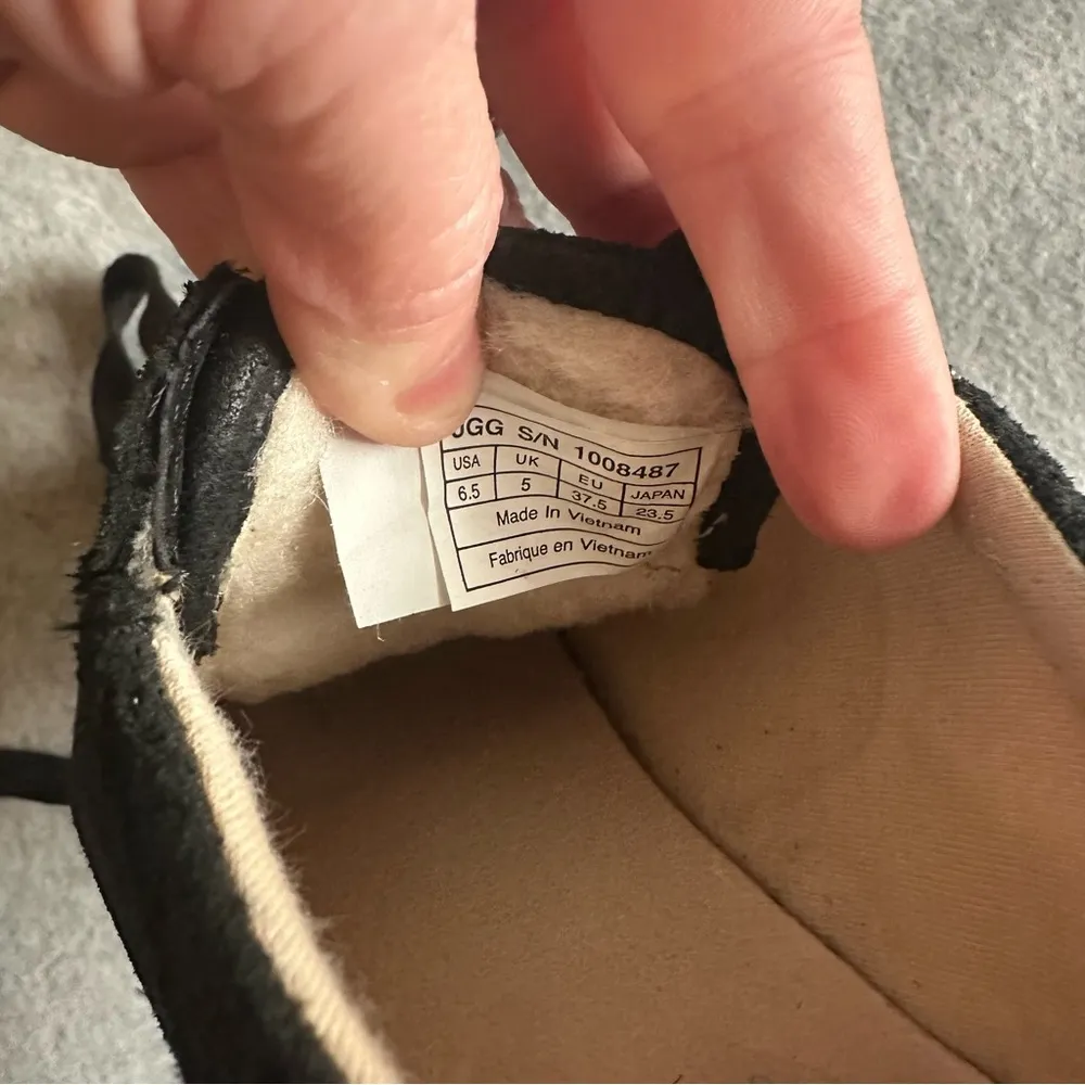 UGG Australia TOMI Black Bomber Leather Suede Sneakers 1008487, women's 6.5 - Image 6