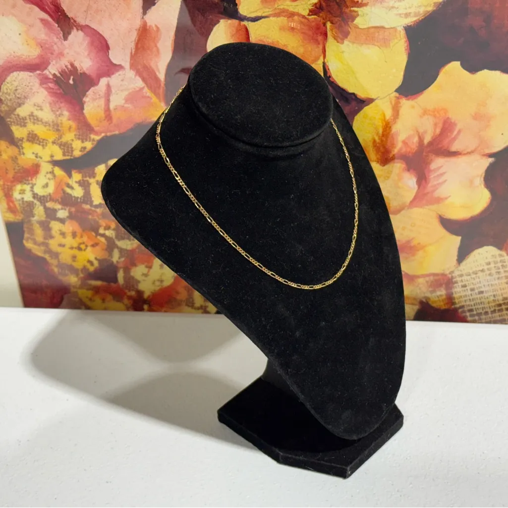 14K SOLID GOLD 'Figaro Link' Necklace Chain 4.4 Grams 16" Inches - Image 8