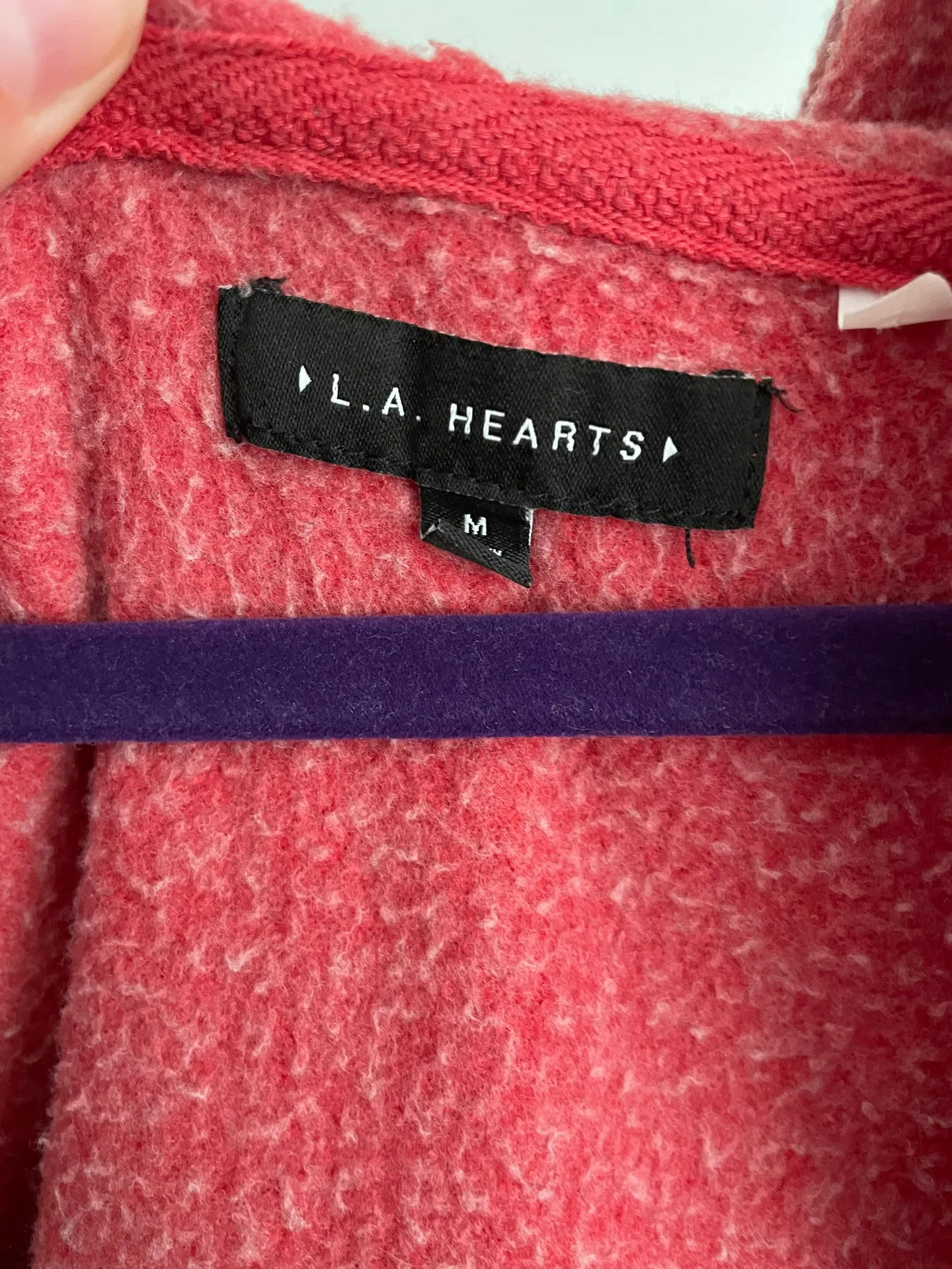 LA Hearts Red Cropped Zip Up Hoodie - Image 2