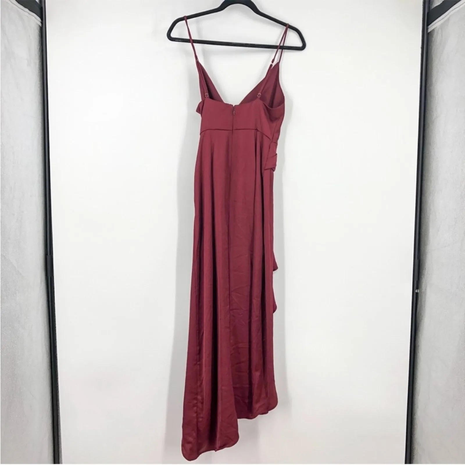 Significant Other | Revolve Elise Formal Wine Red Ruffle Satin Midi Dress 4 - Image 8