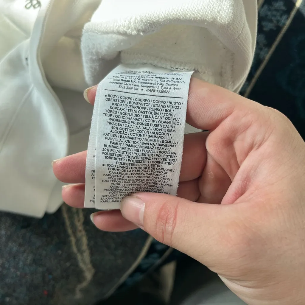 Nike Allover Logo Pullover Hoodie Women’s XS White Black Print Fleece Sweatshirt - Image 16