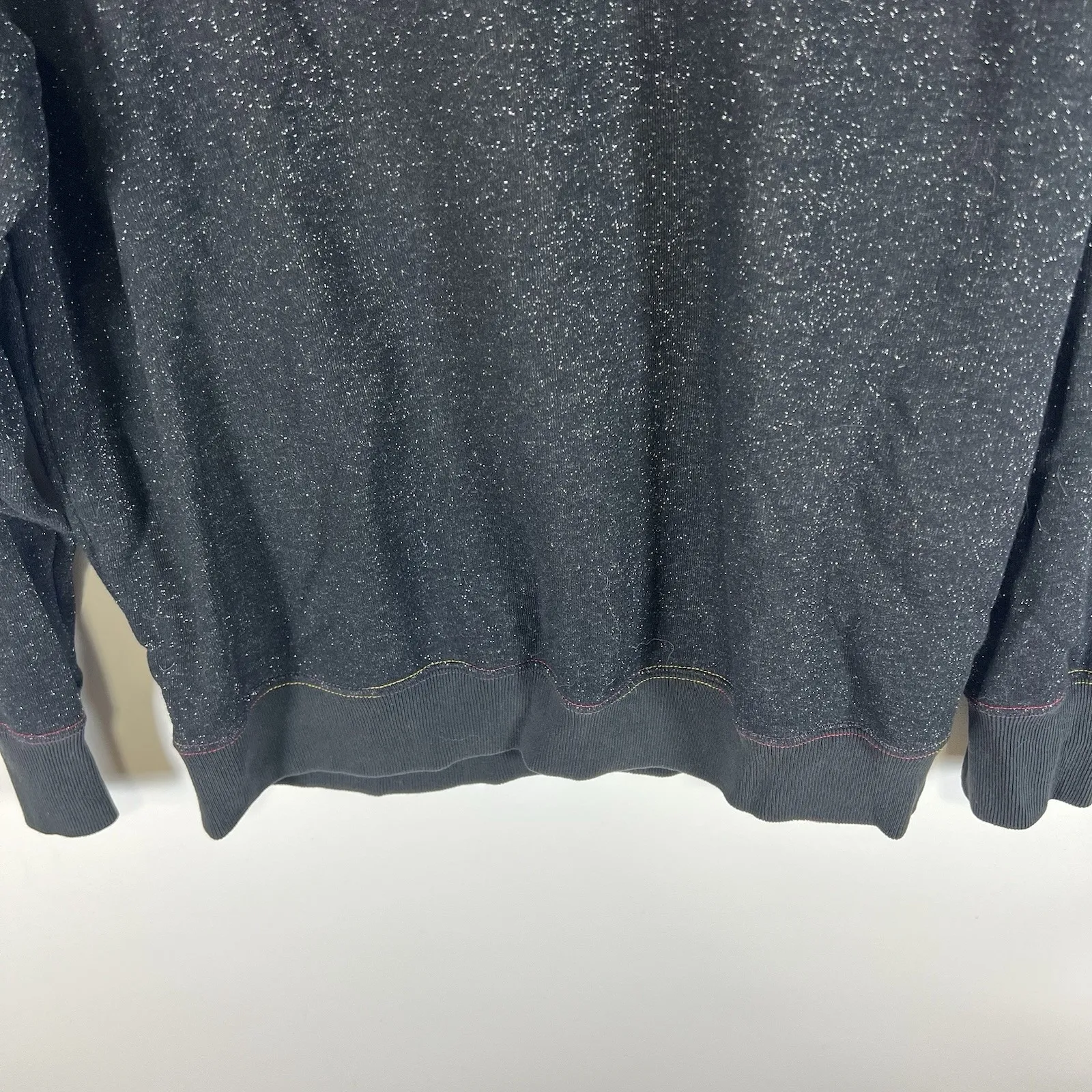 Something Black Sparkly Something To Smile In Sweatshirt Womens Size Medium - Image 3