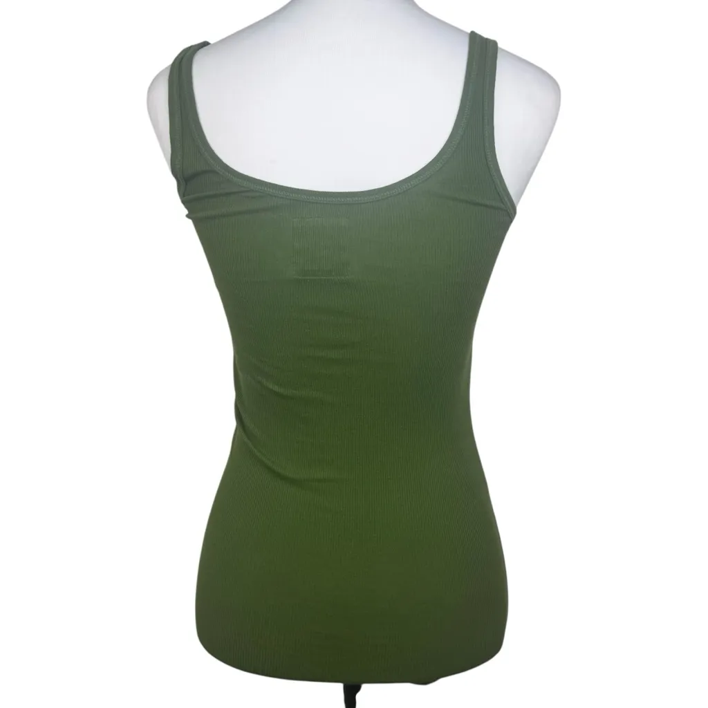Y2K NWT Hollister Military Green Ribbed Beater Slim Fitted Tank Top Size Small - Image 7