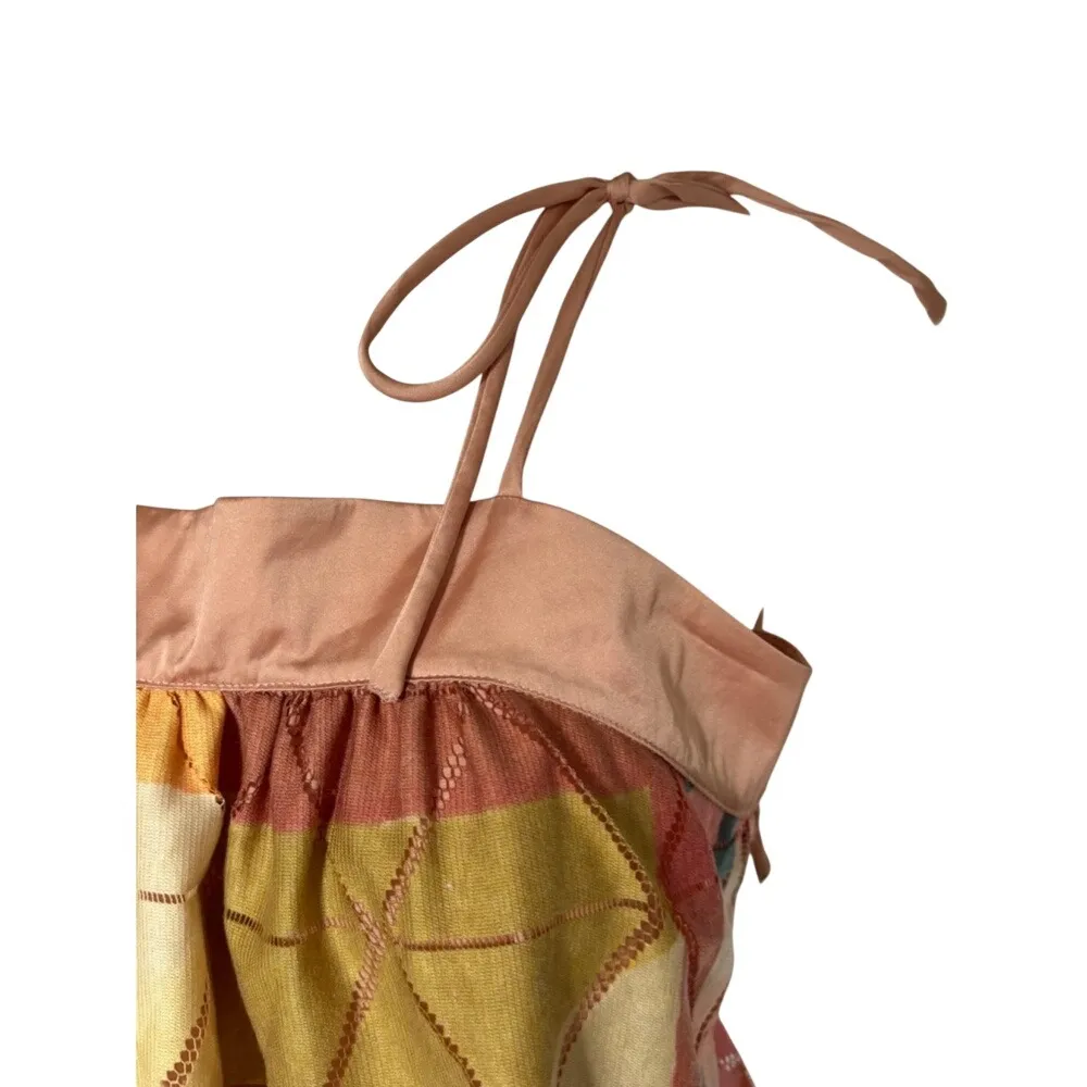 Anthropologie Akemi + Kin Embellished Abstract Tank Top‎ Size XS Peach Pink Blue - Image 4