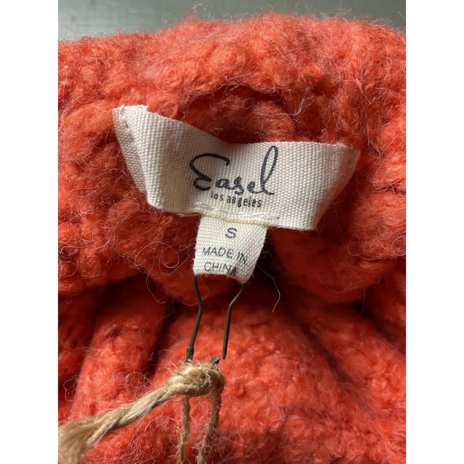 Cable Knit Turtleneck Poncho Sweater Orange Pullover Cape‎ Layering - Image 11