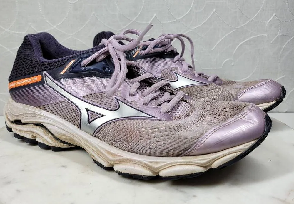 Mizuno Wave Inspire 15  Running Shoes Womens 10 Lavender Mesh Upper Athletic - Image 3