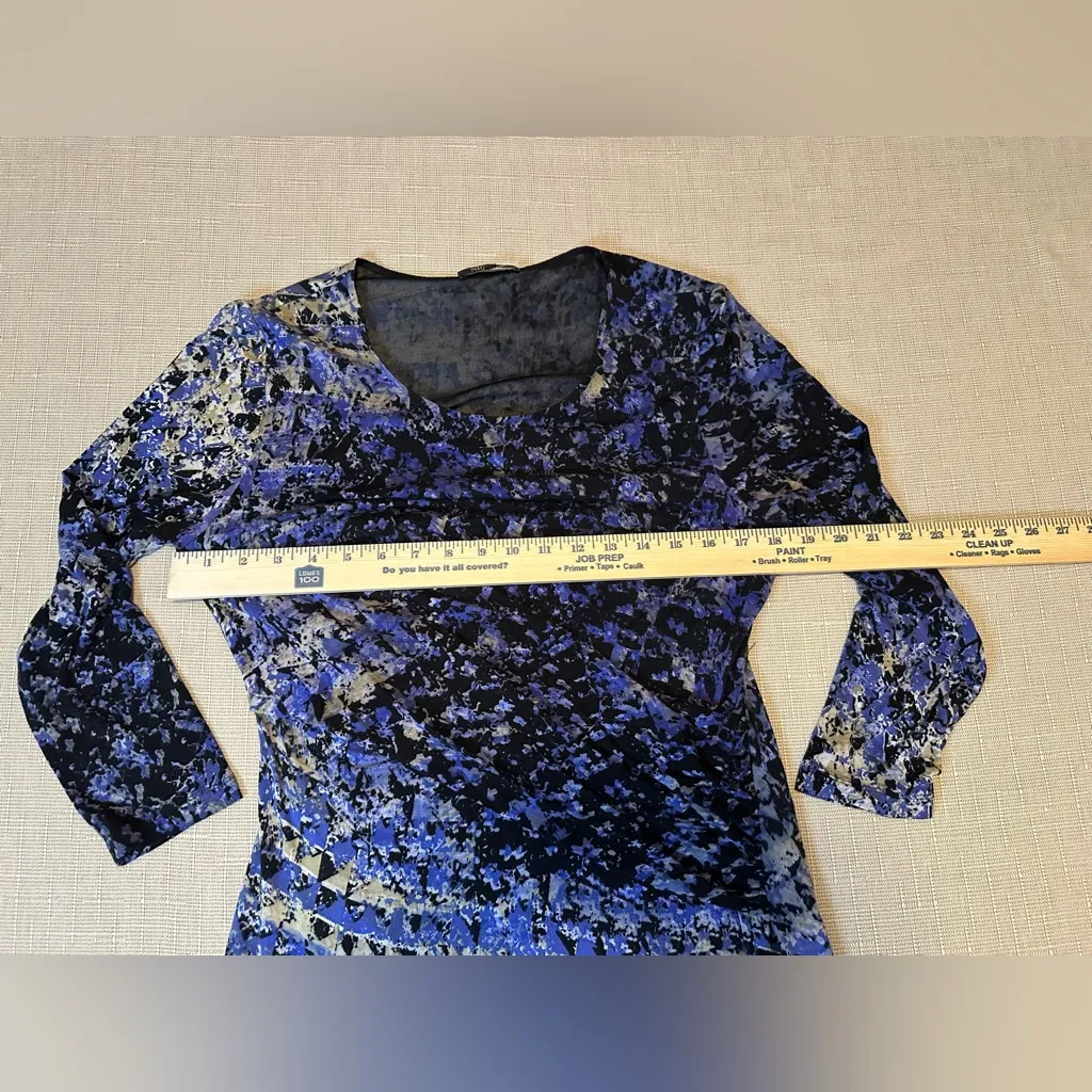 Nic & Zoe Geometric Abstract Pattern Twist Dress Size MED Blue Black - Image 6