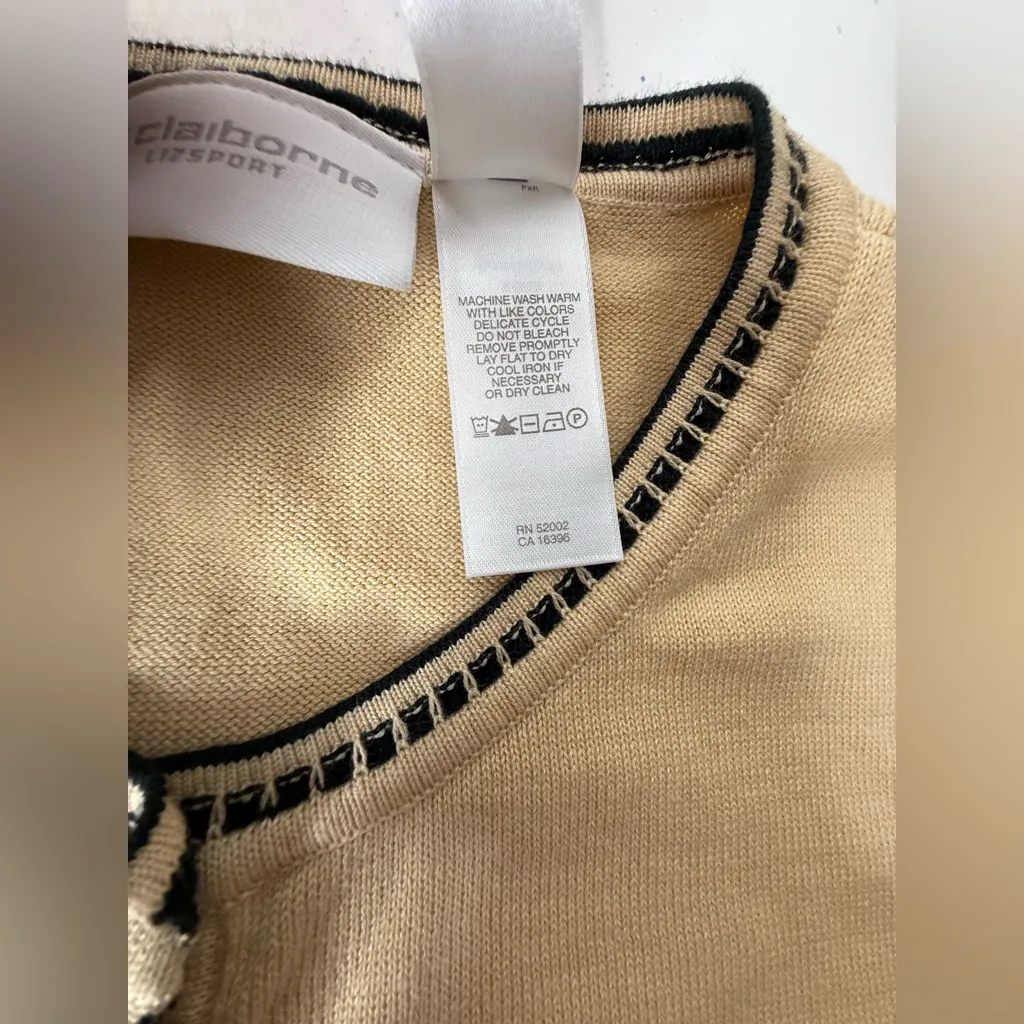 Vtg Liz Claiborne Lizsport Womens Size XL Y2k Snaps Sweater Cardigan Classic Tan - Image 8