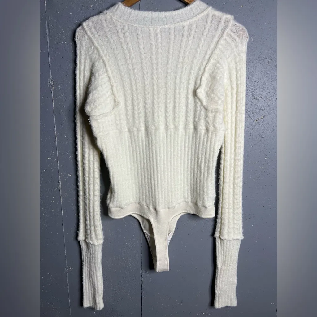 Free People Keep Me Warm Bodysuit Coconut Milk Ivory White Women's Size XL - Image 4