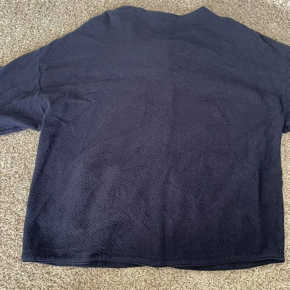 J Jill Pure Jill Kimono Sweater Women's XS Blue Button Up Cardigan Cotton Pocket - Image 5