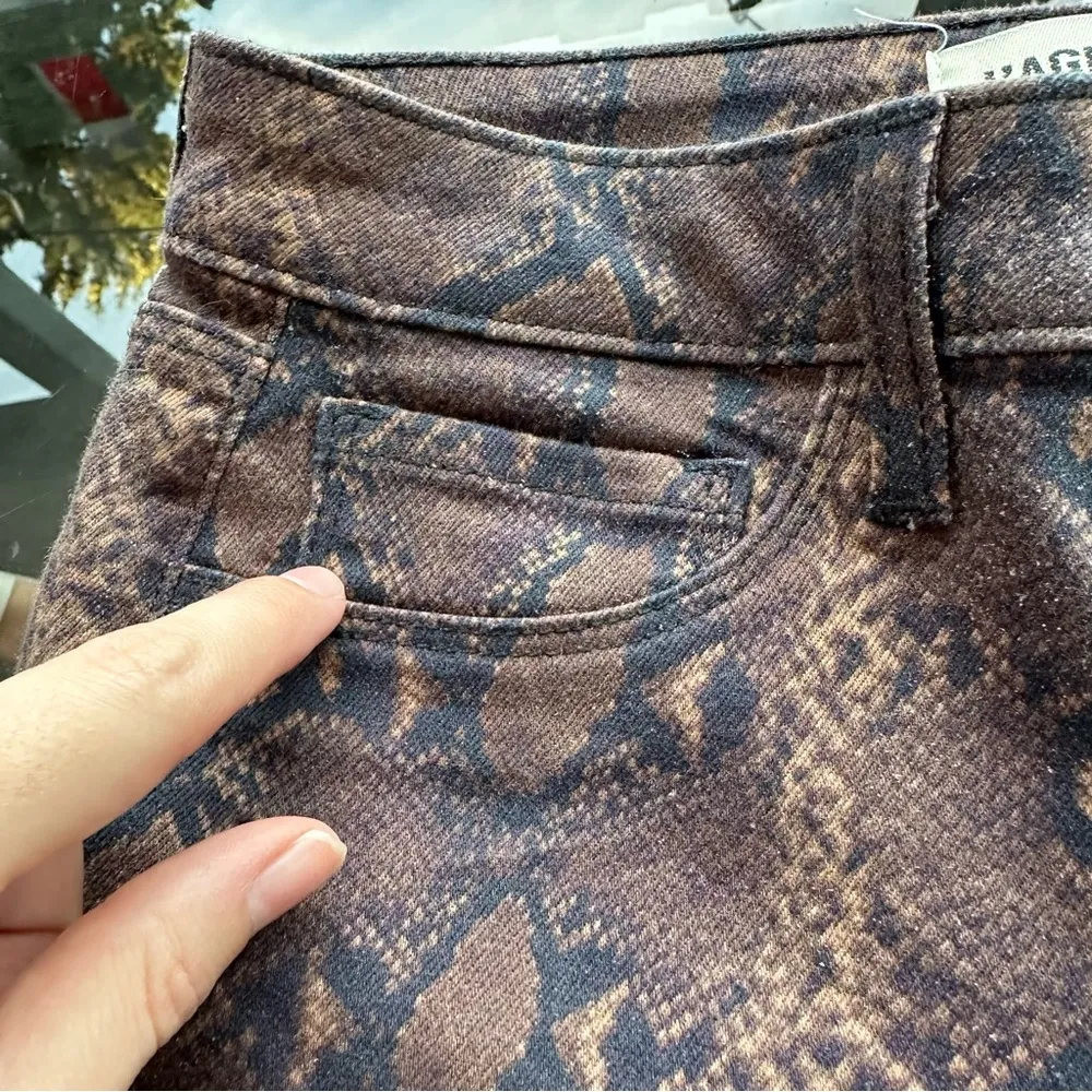 L’AGENCE Margot High Rise Cropped Skinny Python Snake Print Jeans Brown 25 NWOT - Image 8