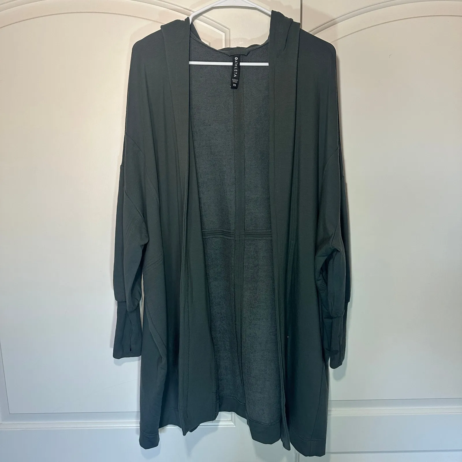 Athleta Mantra Wrap Bali Green Womens XS Soft Open Front Cardigan Drape Layer - Image 2