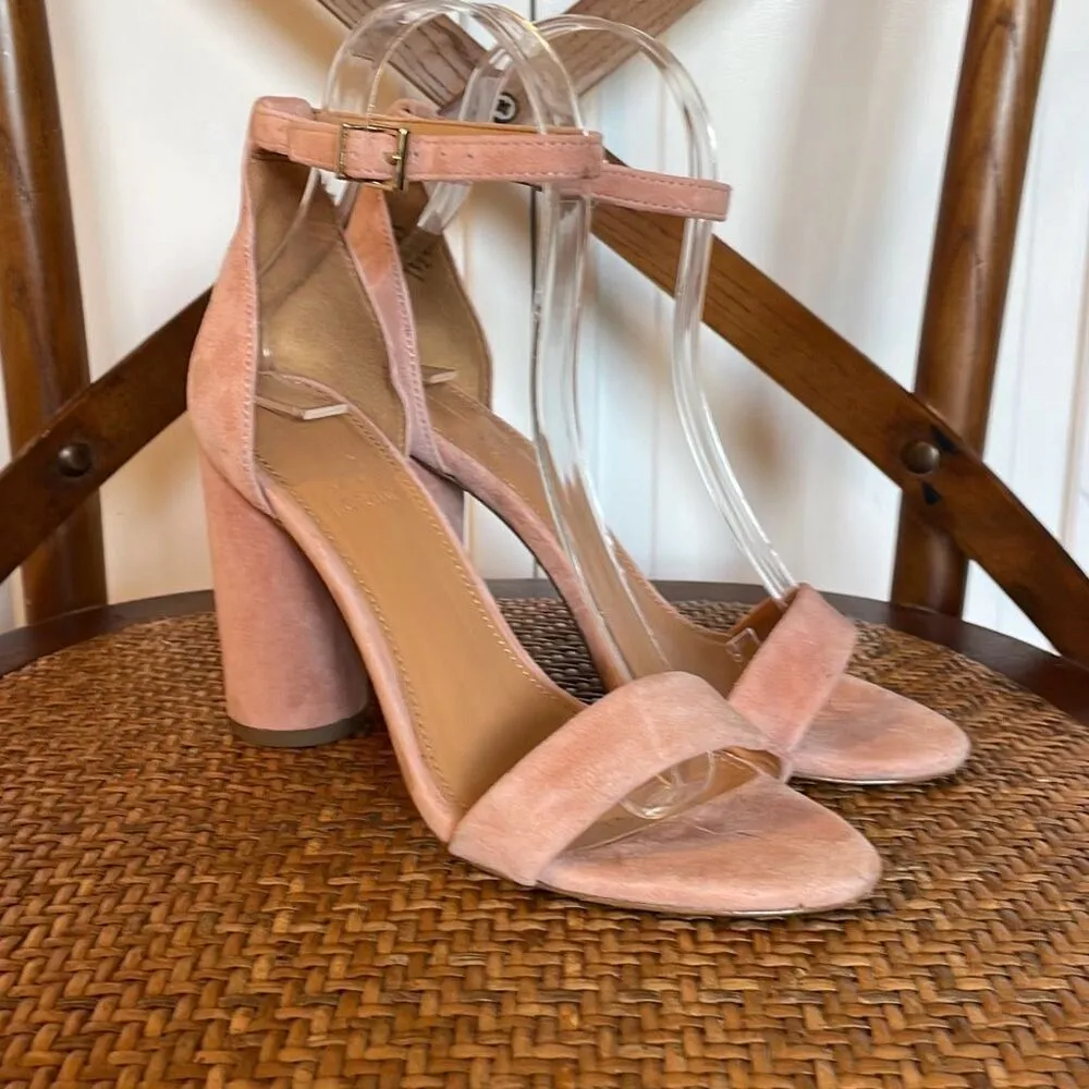 J.Crew light pink suede rounded block heel sandals size 6 - Image 3