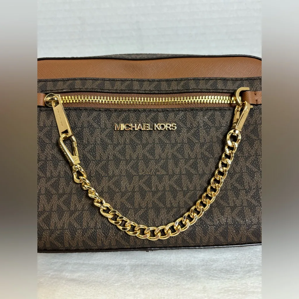 Michael Kors Brown Classic Woman’s Adjustable Crossbody Big Chain Purse - Image 2