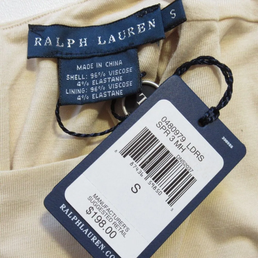 NWT Ralph Lauren Blue Label Short Sleeve Maxi in Cream Stretch Jersey Dress S - Image 3