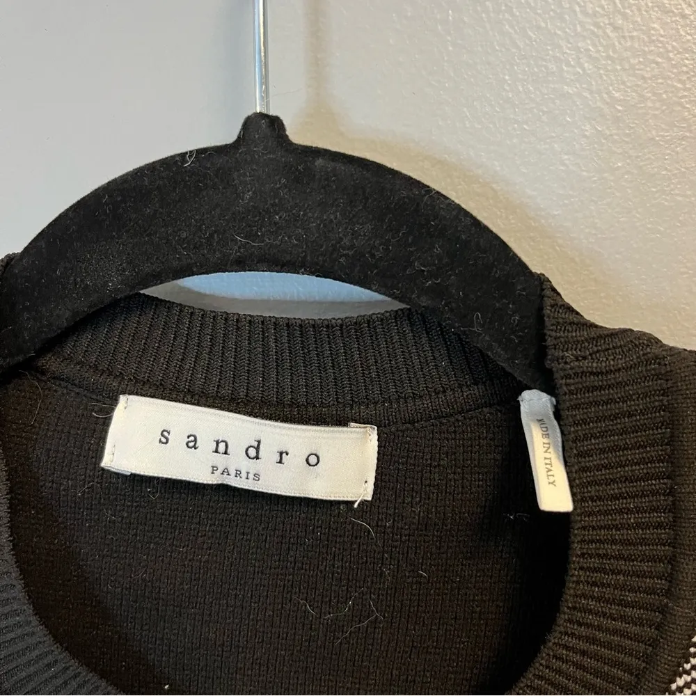 Sandro Paris Sweater Black & White Checkered Knit Top Sz M (?) EUC - Image 3
