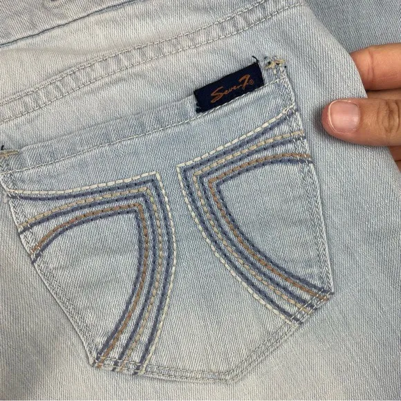 Seven7 Light Blue Denim Jeans Stitching Back Pockets Boho Women Size 6 Stretch - Image 8