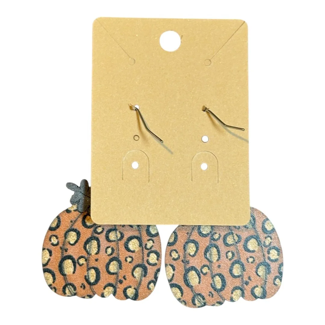 Leopard Print‎ Pumpkin Earrings Fall Halloween Dangle Earrings New Orange - Image 4