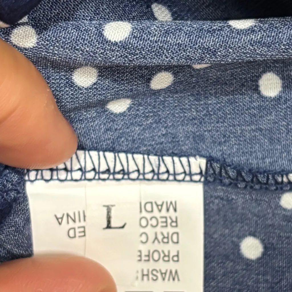 Women's Navy Sheath Dress Womens L Ruffles 3/4 Bell Sleeve Cottagecore Career Blue Size L - Image 7