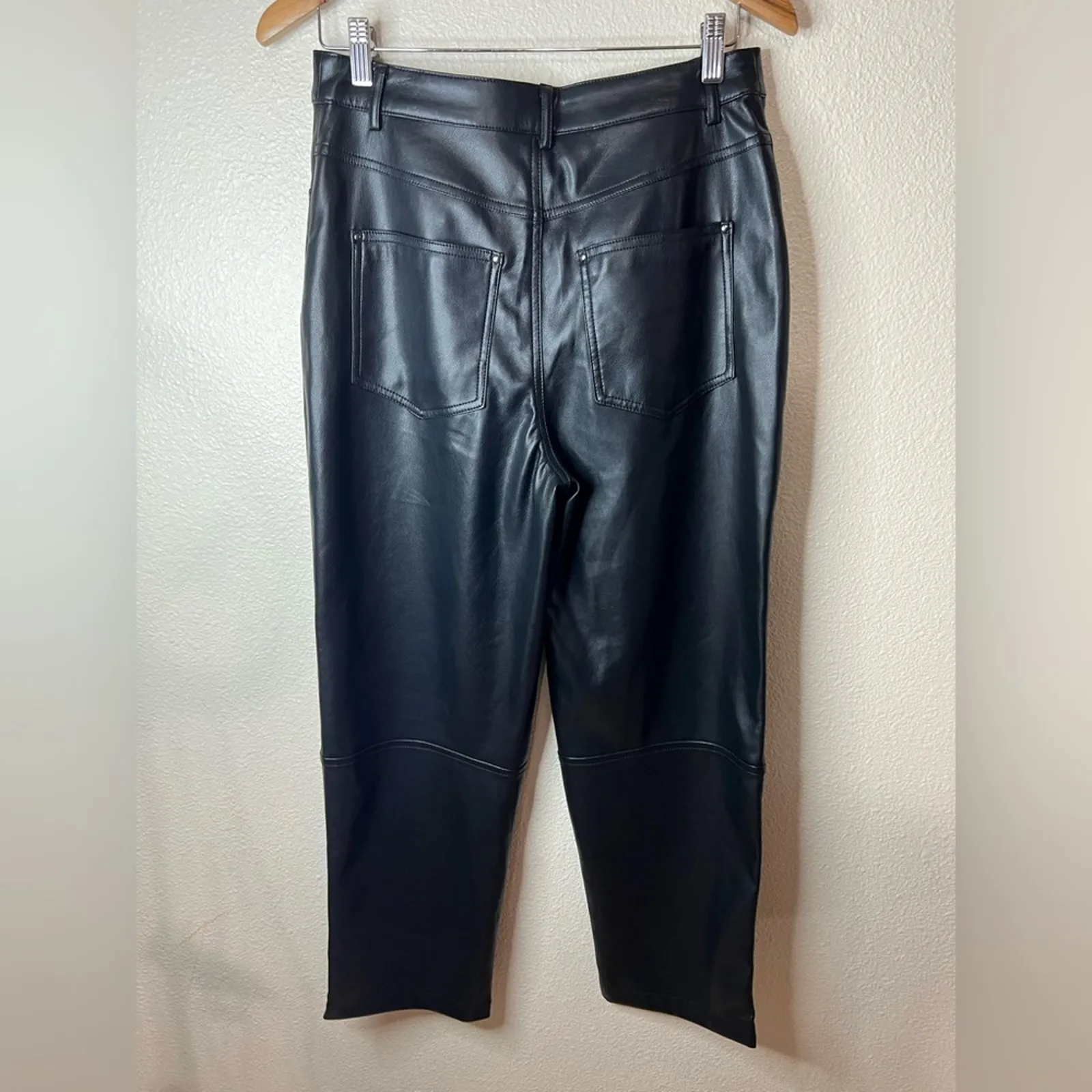 Ted Baker London Plaider Black Faux Leather High Rise Straight Pants NEW 2 / US6 - Image 7