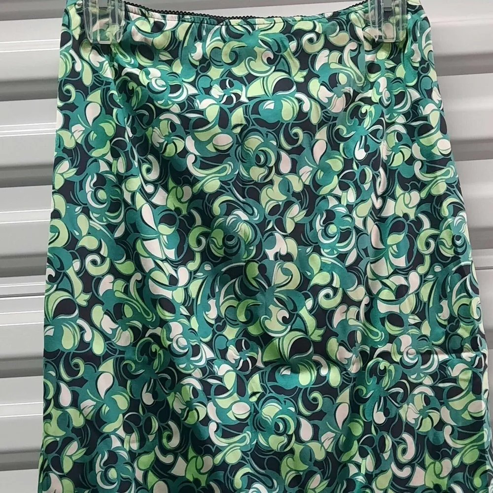 Elie Tahari Skirt Womens Size Extra Small XS Green Silk Office Straight Pencil - Image 3