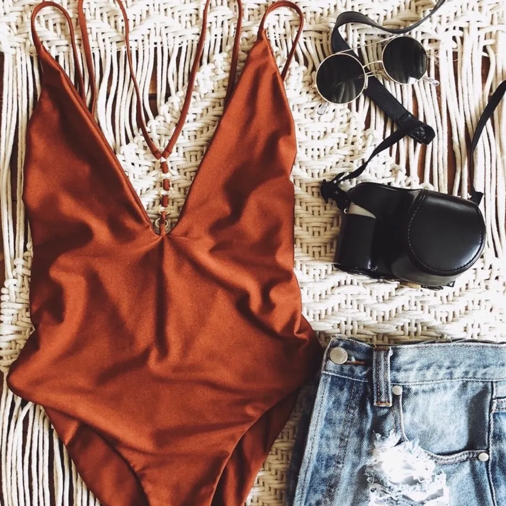 Beach Bunny Ireland Ring One Piece Swimsuit Rust - Image 5