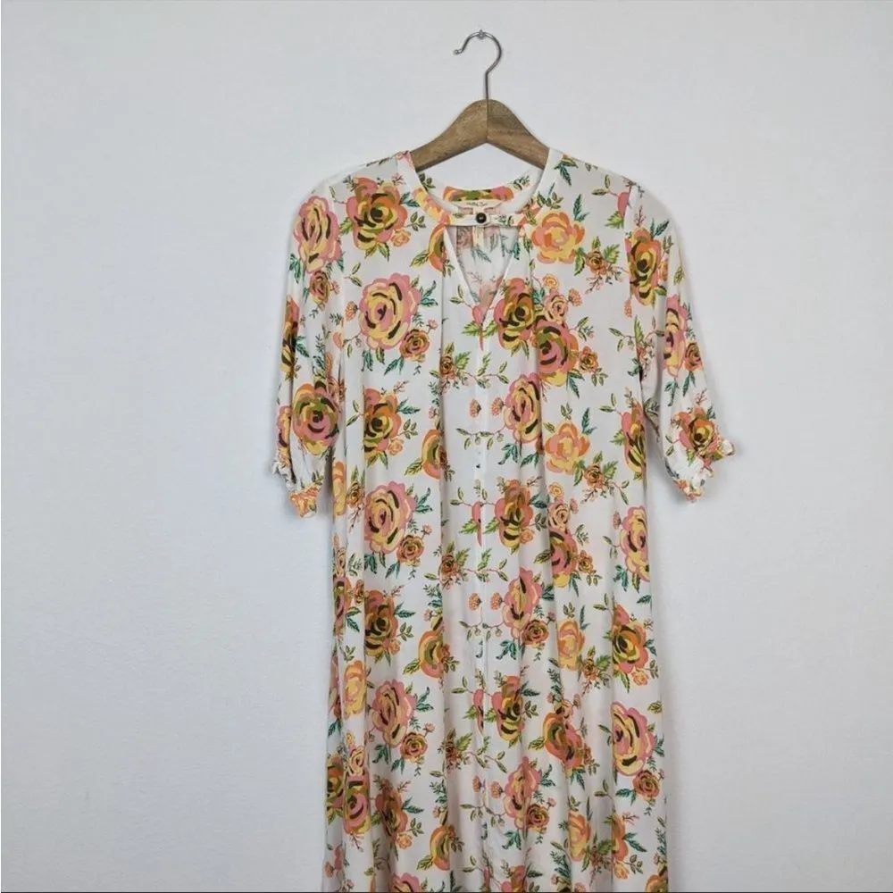 Matilda jane white and pink floral Flowy dress small - Image 4