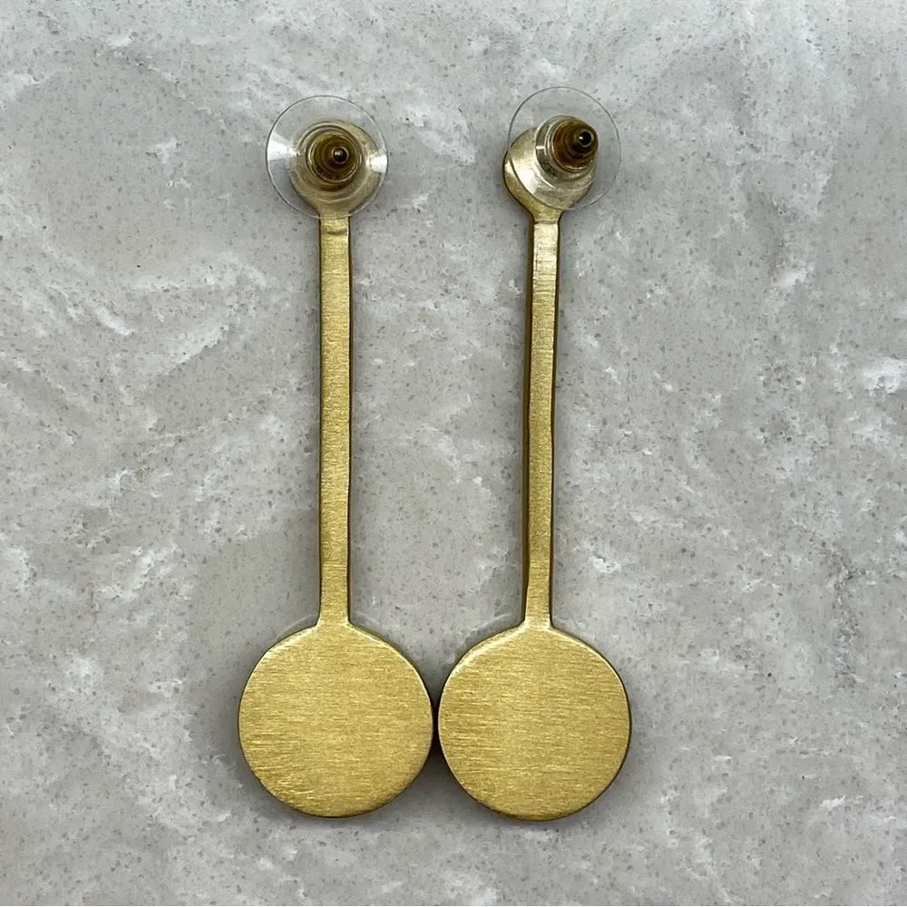 Ink+Alloy Black & Brass Pendulum Earrings NEW - Image 8