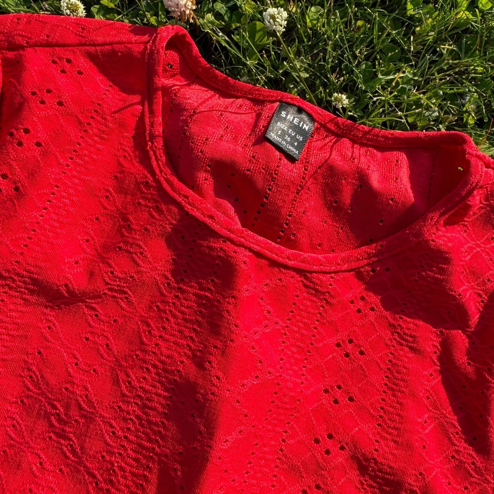 Red Eyelet Embroidered Top - Image 2